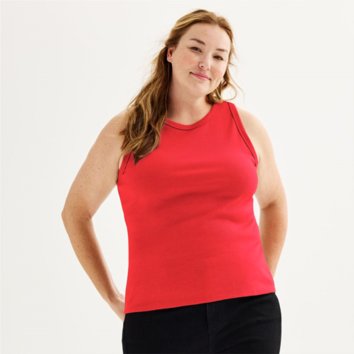 Plus Size Sonoma Goods For Life High Neck Ribbed Layering Tank Top