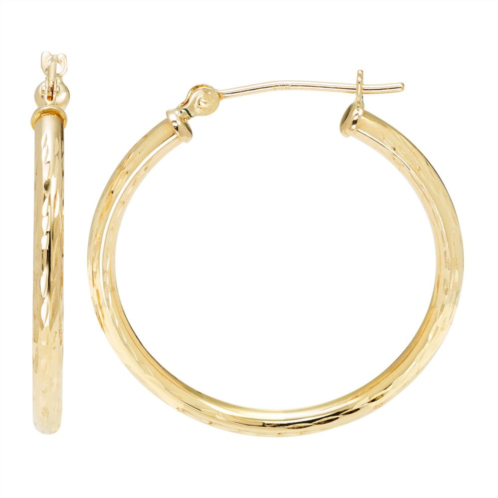 Theia Sky 14k Yellow Gold Full Diamond Cut Hoop Earrings