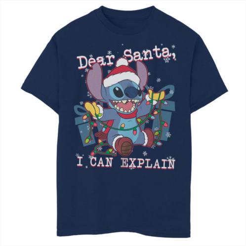 Disneys Lilo & Stitch Boys 8-20 Christmas Dear Santa I Can Explain Graphic Tee