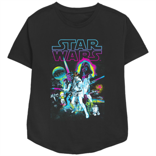 Licensed Character Womens Star Wars Pixelated Group Shot Relaxed Fit Graphic Tee