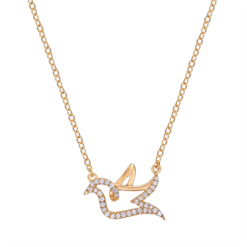 Gemminded 18k Gold Over Sterling Silver 1/8 Carat T.W. Diamond Bird Pendant Necklace