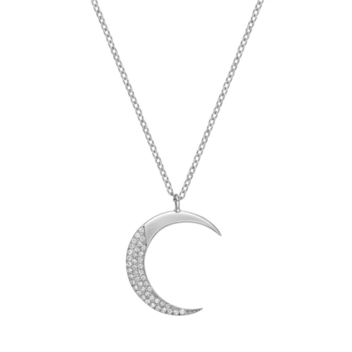 Gemminded Sterling Silver 1/6 Carat T.W. Diamond Crescent Pendant Necklace
