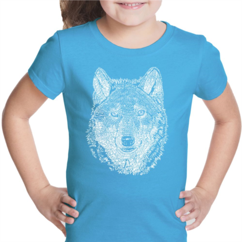 LA Pop Art Wolf - Girls Word Art T-shirt