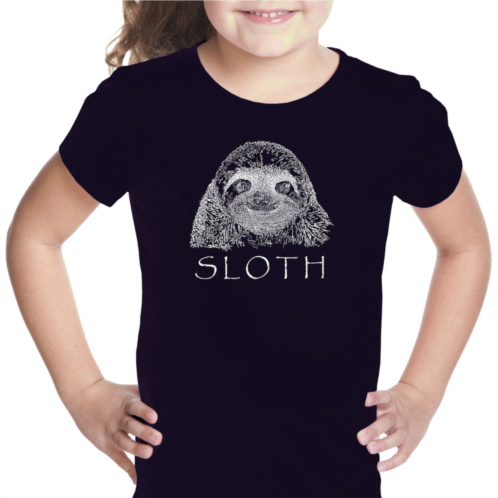 LA Pop Art Sloth - Girls Word Art T-shirt