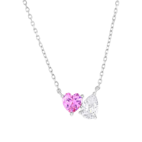 Argento Bella Sterling Silver Heart & Pear Shaped Cubic Zirconia Necklace