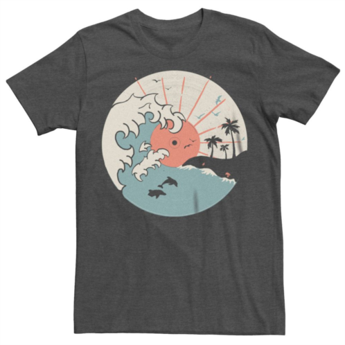 Licensed Character Mens The Great Wave Record Vinyl LP Graphic Tee