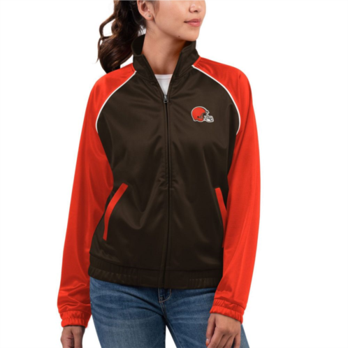 Womens G-III 4Her by Carl Banks Brown Cleveland Browns Showup Fashion Dolman Full-Zip Track Jacket
