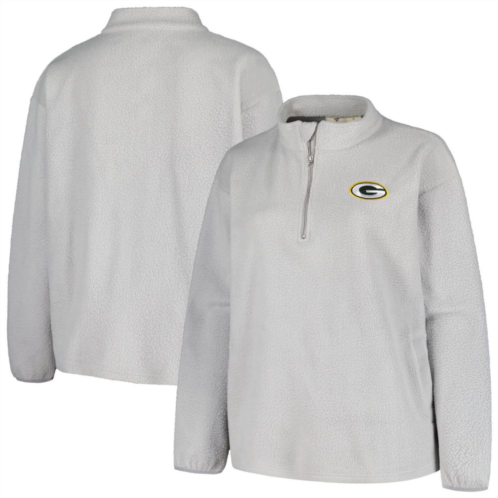 Unbranded Womens Profile Gray Green Bay Packers Plus Size Sherpa Quarter-Zip Jacket
