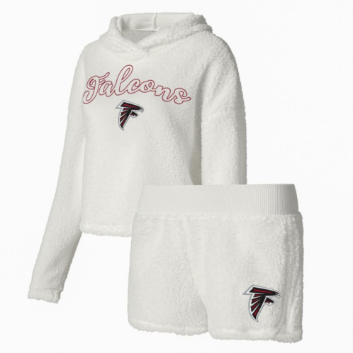 Unbranded Womens Concepts Sport White Atlanta Falcons Fluffy Pullover Sweatshirt & Shorts Sleep Set