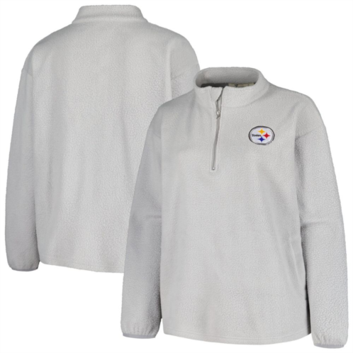 Unbranded Womens Profile Gray Pittsburgh Steelers Plus Size Sherpa Quarter-Zip Jacket
