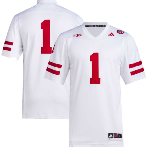 Mens adidas #1 White Nebraska Huskers Premier Football Jersey