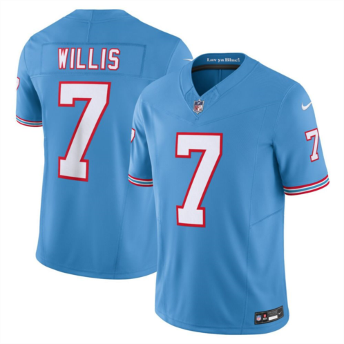 Mens Nike Malik Willis Light Blue Tennessee Titans Oilers Throwback Vapor F.U.S.E. Limited Jersey