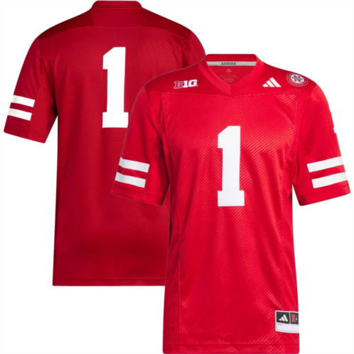 Mens adidas #1 Scarlet Nebraska Huskers Premier Football Jersey