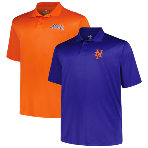 Unbranded Mens Profile Royal/Orange New York Mets Big & Tall Two-Pack Solid Polo Set
