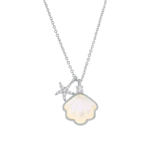 Argento Bella Mother-of-Pearl Seashell & Cubic Zirconia Starfish Necklace