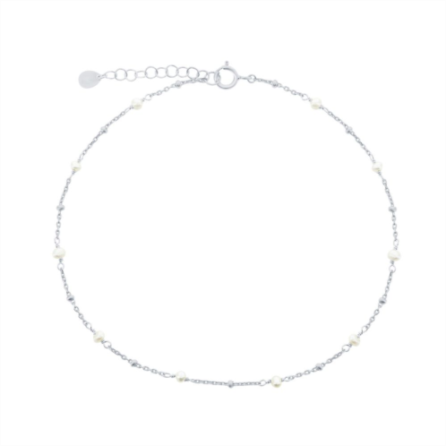 Argento Bella Freshwater Cultured Pearl Beaded Anklet