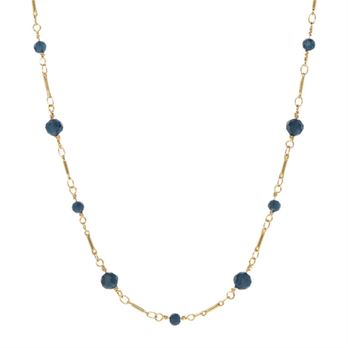 1928 Gold Tone Glass Bead Station Necklace