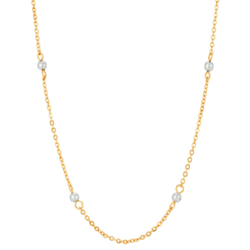 1928 Gold Tone Simulated Pearl Chain Necklace