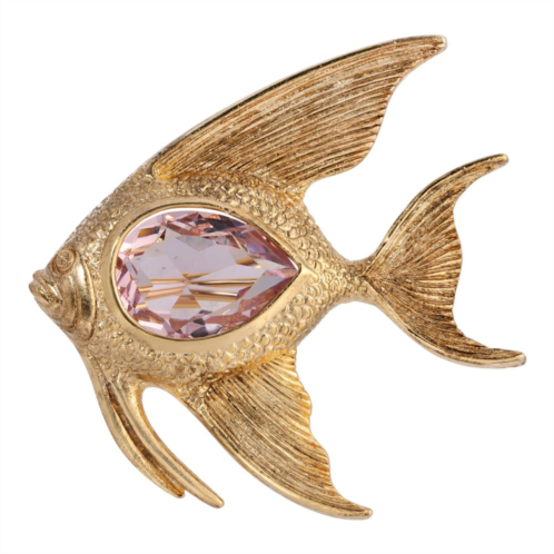 1928 Gold Tone Crystal Angelfish Pin