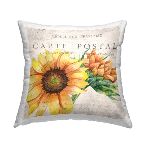 Stupell Home Decor Vintage French Words Sunflower Throw Pillow
