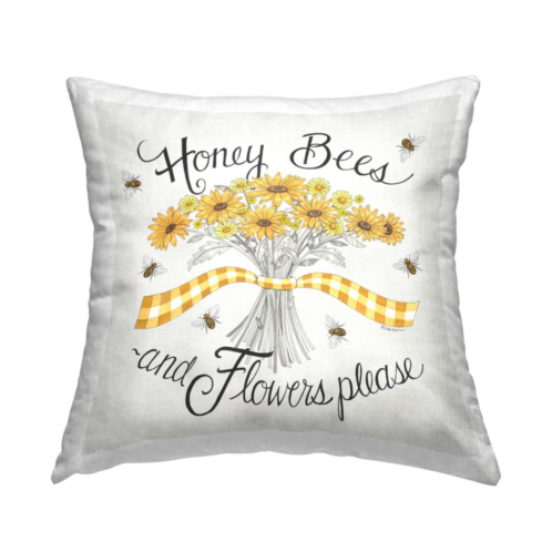 Stupell Home Decor Honey Bees & Flowers Please Throw Pillow