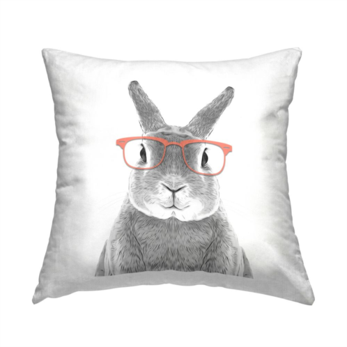 Stupell Home Decor Smiling Bunny Rabbit Glasses Throw Pillow