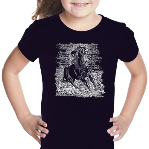 LA Pop Art POPULAR HORSE BREEDS - Girls Word Art T-shirt