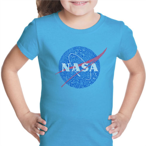 LA Pop Art NASAs Most Notable Missions - Girls Word Art T-shirt