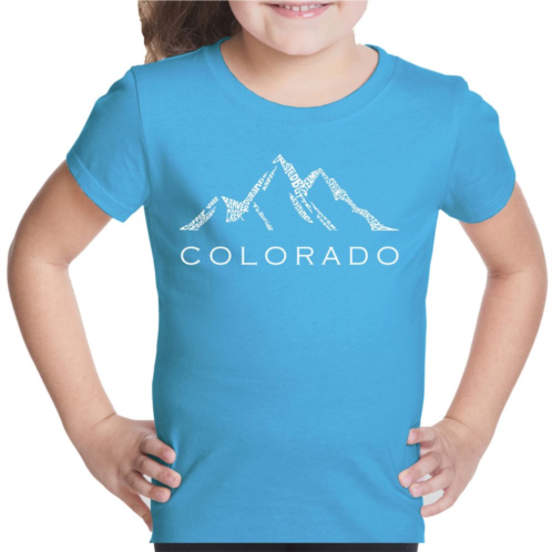 LA Pop Art Colorado Ski Towns - Girls Word Art T-shirt