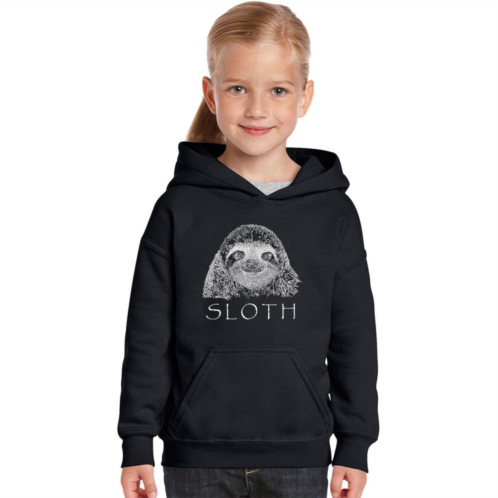 LA Pop Art Sloth - Girls Word Art Hooded Sweatshirt
