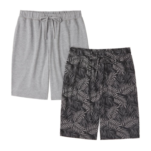 Mens Cuddl Duds 2-Pack French Terry Printed Pajama Shorts Set