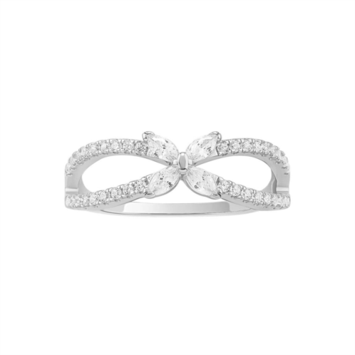 PRIMROSE Sterling Silver Cubic Zirconia Butterfly Split Band Ring