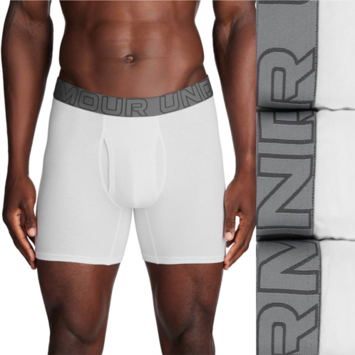 Mens Under Armour 3-pack Performance Cotton Stretch 6-in. Boxer Briefs
