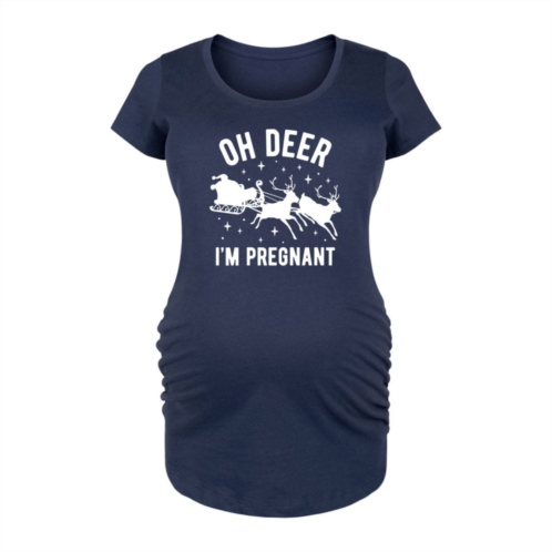 Licensed Character Maternity Oh Deer Im Pregnant Santas Sleigh Graphic Tee