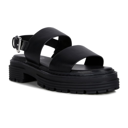 London Rag Dual Strap Womens Platforms Sandals With Buckle