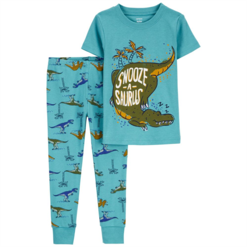 Toddler Boy Carters T-Rex Snooze-A-Saurus Pajama Shirt & Allover Dinosaur Print Pajama Pants Set