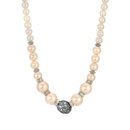 1928 Silver-Tone Simulated Pearl Filigree Bead Necklace