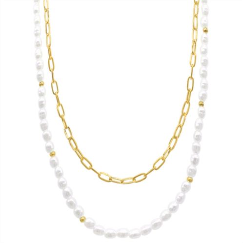 Adornia 14k Gold Plated & Simulated Pearl Layered Necklace