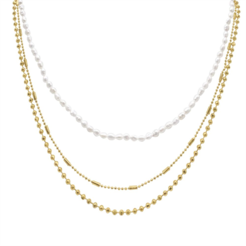 Adornia 14k Gold Plated Cultured Freshwater Pearl Layered Necklace
