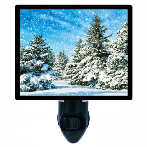 Night Light Designs Fir Trees In Snow. Winter Decorative Photo Night Light. Light Comes with an Extra Free Switchable Picture.