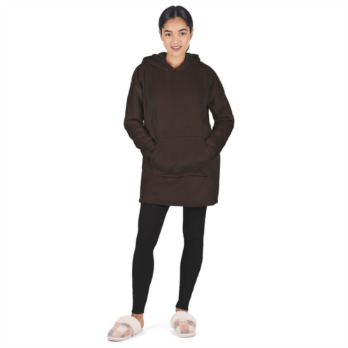 MeMoi Womens Sherpa-Lined Soft Velour Hooded Lounge Top