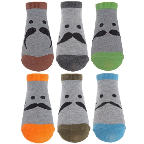 MeMoi 6 Pairs Boys Mustache Mood Low Cut Socks