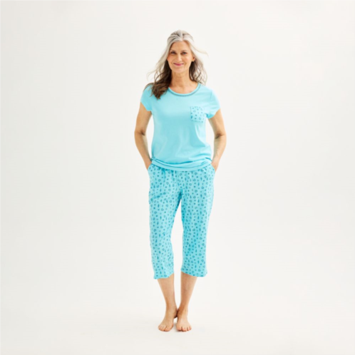 Womens Croft & Barrow Short Sleeve Pajama Top & Pajama Pants Set