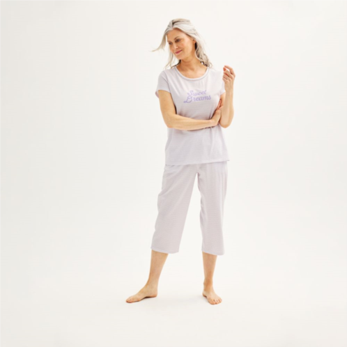 Womens Croft & Barrow Short Sleeve Pajama Top & Pajama Pants Set