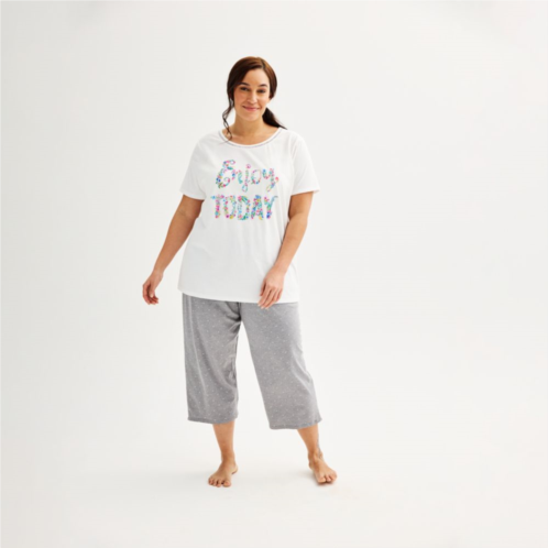 Plus Size Croft & Barrow Short Sleeve Pajama Top & Pajama Pants Set