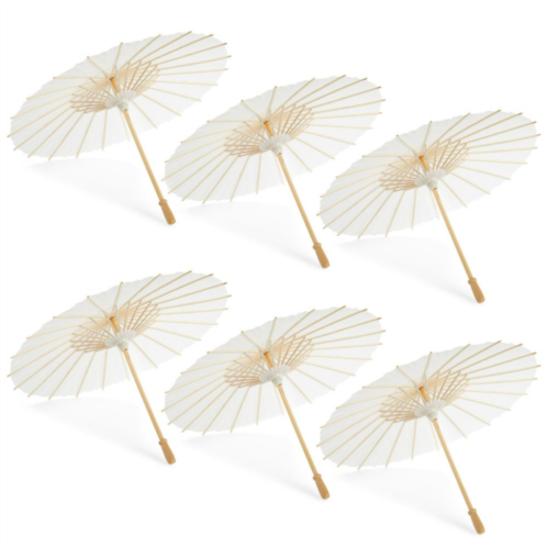 Juvale 6 Pack Parasol Paper Umbrellas For Decorations For Diy Photo Props, 16 In