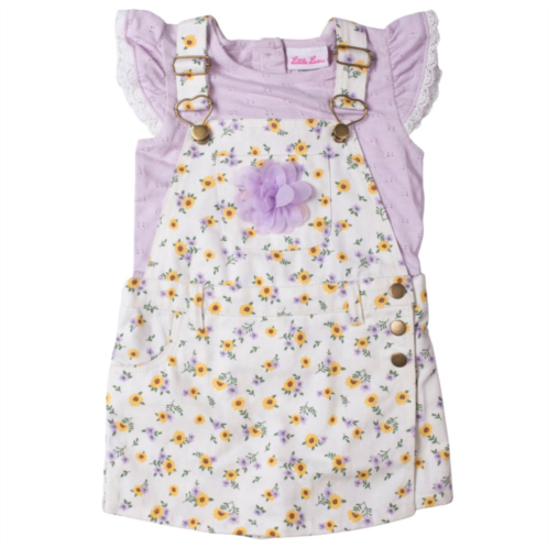 Baby & Toddler Girl Little Lass Floral Print Overall Shorts & Flutter Sleeve Top Set