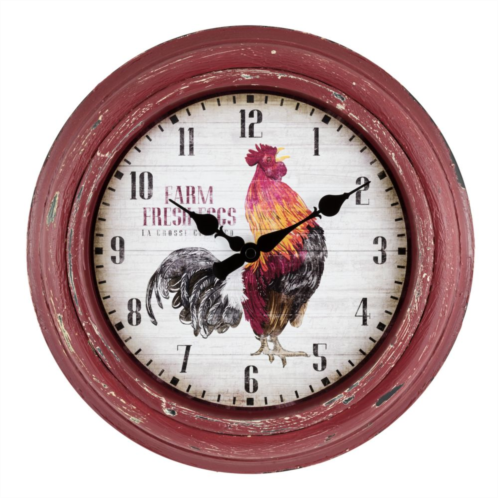 La Crosse Technology 12-in. Red Rooster Distressed Quartz Analog Wall Clock