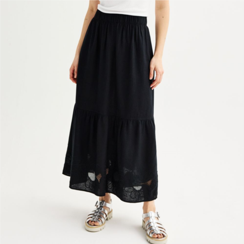 Womens Sonoma Goods For Life Eyelet Hem Midi Skirt