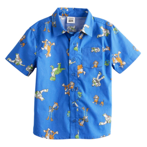 Licensed Character Disney / Pixars Toy Story Woody & Friends Baby & Toddler Boy Short Sleeve Button Down Allover Print Shirt